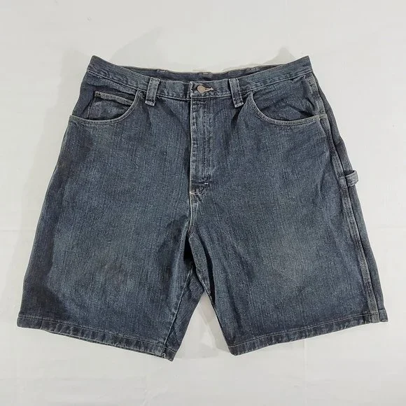 EUC WRANGLER Men's 38 (Actual 39" x 10") Denim Carpenter Shorts Dark Wash Blue - Picture 1 of 4